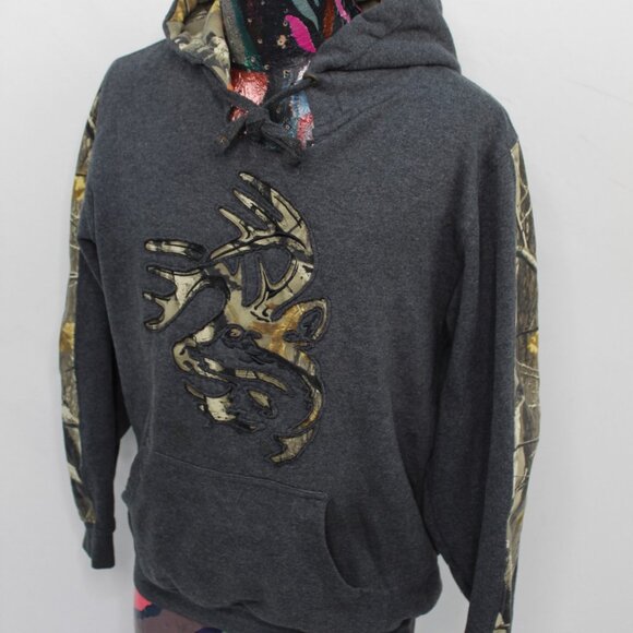 Legendary Whitetails Hoodie Sweatshirt Mens Size Medium Gray Camo Deer Logo - Picture 2 of 10
